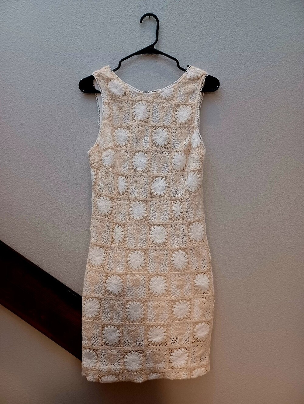 MINKPINK Cream Crochet Square Floral Mini Dress